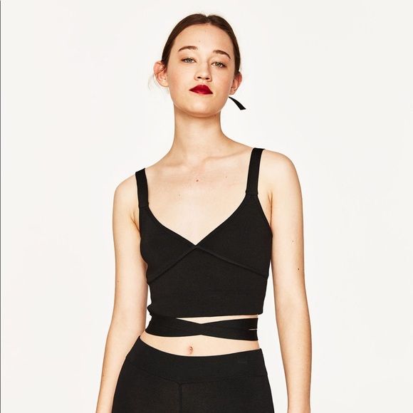 Zara knit cropped tie tank top - Picture 1 of 1